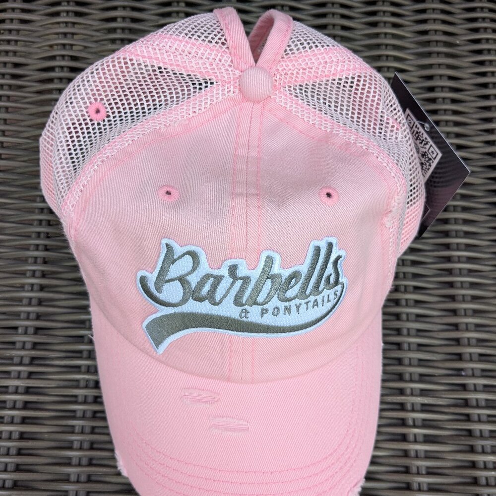 Barbells And Ponytails Distressed "Logo" Ponytails Hat NEW
